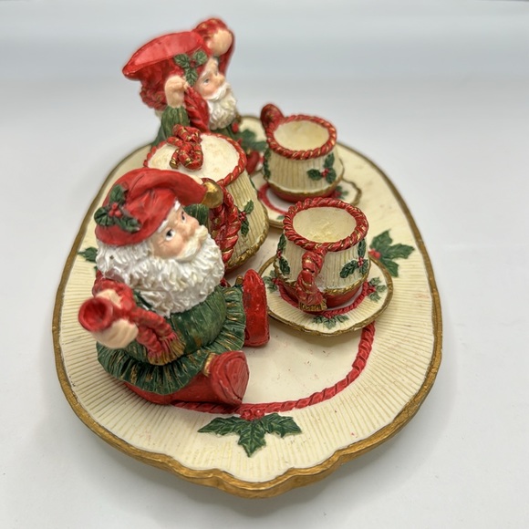 Vintage 1995 10 Piece Miniature Santa Claus Christmas Tea Set - Picture 5 of 9